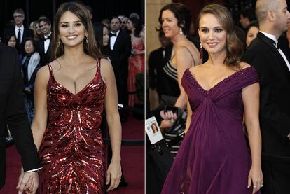 La embarazada Natalie Portman, de 29 años, se puso por fin un traje de Rodarte, ya que las hermanas Kate y Laura Mulleavy han colaborado con el vestuario de la película El cisne negro. El traje, drapeado y con bordados de cristales, tenía una línea más clásica que, por ejemplo, el de VíctorRolf que llevó en los premios Globos de Oro. Las joyas eran de Tiffany; los zapatos, de Jimmy Choo y el bolso, de Roger Vivier.