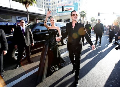 Angelina Jolie e Brad Pitt na estreia de 'Maleficent', em Hollywood, filme em que a atriz é a protagonista.