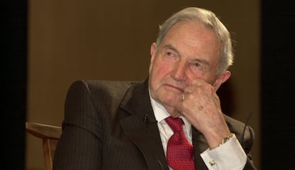 David Rockefeller, en 2001, el &uacute;nico nieto vivo del magnate John D. Rockefeller.