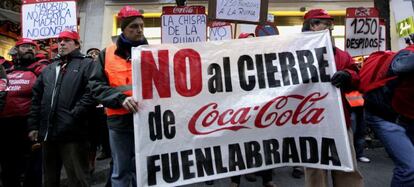 Trabajadores de Coca Cola durante la concentraci&oacute;n en Madrid en febrero de este a&ntilde;o. 