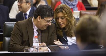 La consejera de la Presidencia, Susana Díaz, y el vicepresidente del Gobierno andaluz, Diego Valderas.