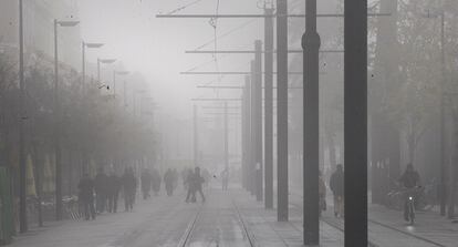 La espesa niebla se apodera de Sevilla y ocasion que no se pudiera ver en algunas ocasiones ms all de un metro.