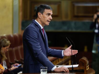 El presidente del Gobierno, Pedro Sánchez, informa a la Cámara, este miércoles, en el Congreso.