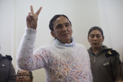 Milagro Sala durante una de sus presentaciones judiciales en Jujuy, en diciembre de 2016.