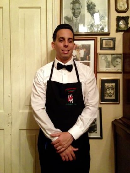 Jorge Alberto Cotilla Espinosa minutes after serving the Obamas on Sunday night.