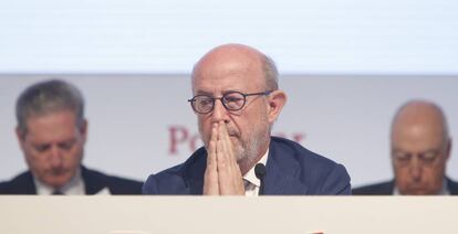 Emilio Saracho, presidente de Banco Popular, durante la junta de accionistas.