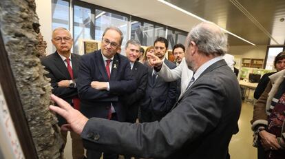 Quim Torra, el sábado en el Instituto Cartográfico y Geológico de Cataluña, en Tremp.