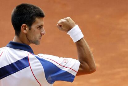 Djokovic celebra un punto en un encuentro del torneo de Madrid.