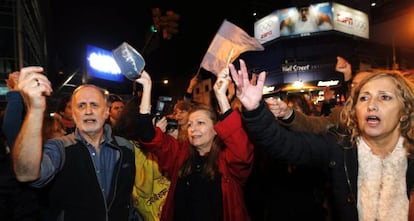 Manifestantes contra el Gobierno, en Buenos Aires.