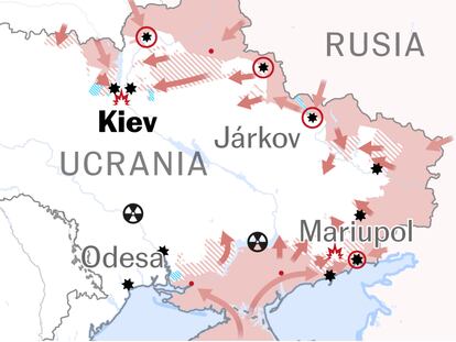 Mapa invasión rusa a 26 marzo 2022