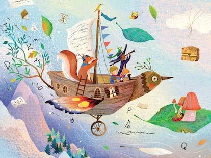 Imagen de interior de 'Cuando abres un libro', de Caroline Derlatka, ilustrado por Sara Ugolotti y publicado por la editorial Picarona.