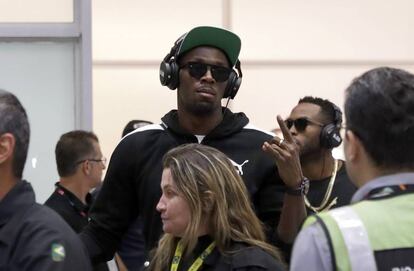 Usain Bolt a su llegada al Aeropuerto Internacional de R&iacute;o. 