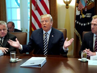 Trump, este miércoles durante la reunión de su gobierno 