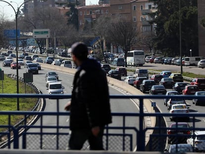 Atasco en la ciudad de Madrid. 