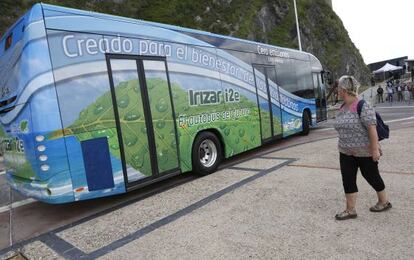 El autobús eléctrico en la presentación de esta mañana..