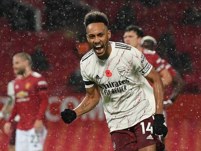 Aubameyang, durante un partido del Arsenal ante el Manchester United