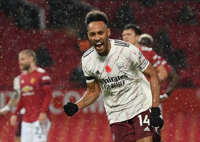 Aubameyang, durante un partido del Arsenal ante el Manchester United