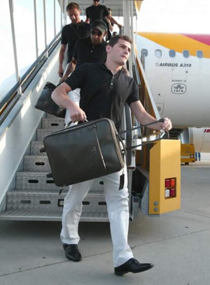 Iker Casillas, a su llegada a Austria.