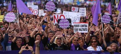 Manifestación contra la violencia de género, el pasado sábado en Madrid.