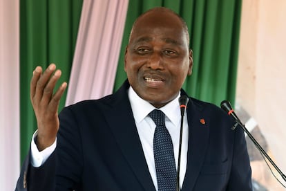Gon Coulibaly interviene en un acto en el oeste de Costa de Marfil, el 9 de mayo de 2019.