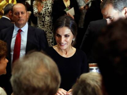 La reina Letizia al finalizar el XXVII Concierto Premios Princesa de Asturias este jueves en el Auditorio Príncipe Felipe de Oviedo. 