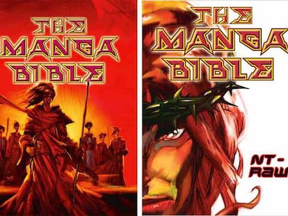 Portadas de la versión 'manga' de la Biblia.