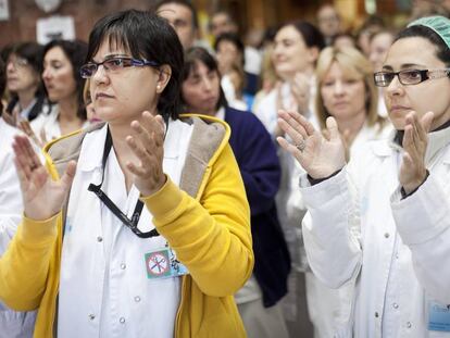 Concentració a Vall d'Hebron el 2012 en contra de les retallades en sanitat pública.