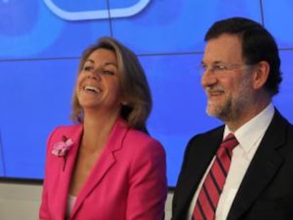 Dolores de Cospedal y Mariano Rajoy, durante la reunión de la junta directiva nacional del PP.