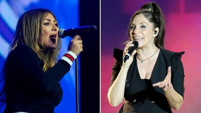 Amaia Montero (a la izquierda), y Leire Martínez, las sucesivas cantantes de La Oreja de Van Gogh.