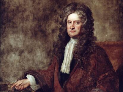 Retrato de Isaac Newton.