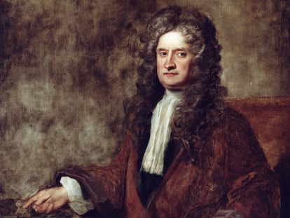 Retrato de Isaac Newton.