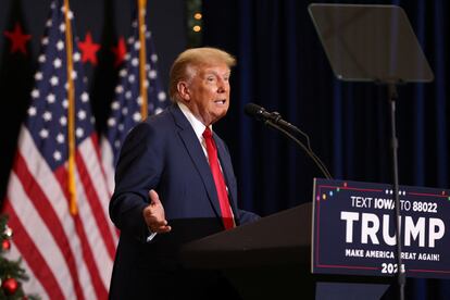 Republican presidential candidate and former president Donald Trump attends a campaign event in Waterloo, Iowa, U.S., on December 19, 2023.