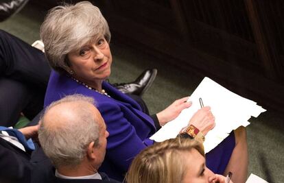 La primera ministra británica, Theresa May, en el Parlamento, en Londres, el pasado 30 de enero. 