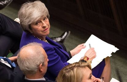 La primera ministra británica, Theresa May, en el Parlamento, en Londres, el pasado 30 de enero.