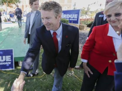 O republicano Rand Paul em evento do candidato ao Senado David Perdue.