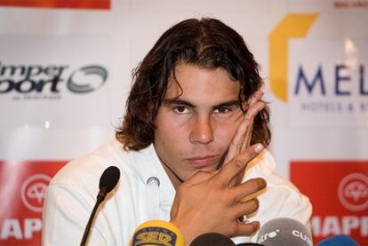 Rafa Nadal en una rueda de prensa.