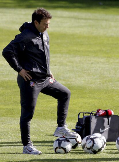 Abel, durante el entrenamiento de ayer.