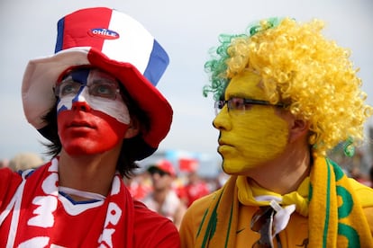 Torcedores do Chile e da Austrália no Rio.