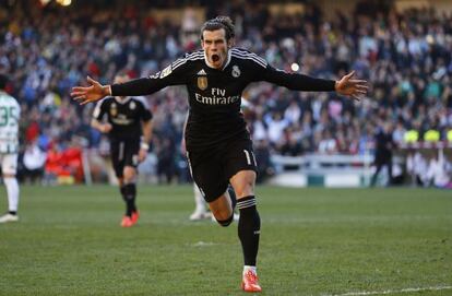 Bale celebra un gol frente al Córdoba el pasado 24 de enero.