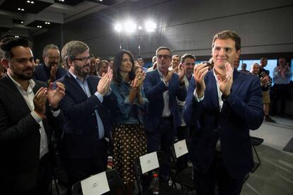 El presidente de Ciudadanos, Albert Rivera, en un encuentro con afiliados  celebrado en Málaga.  