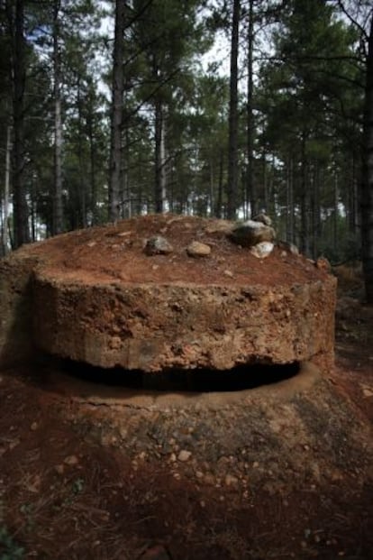 Bastión camuflado de ametralladoras en el bosque de Paredes.