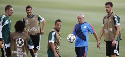 Vitola y Ferreira durante un entrenamiento en Málaga.