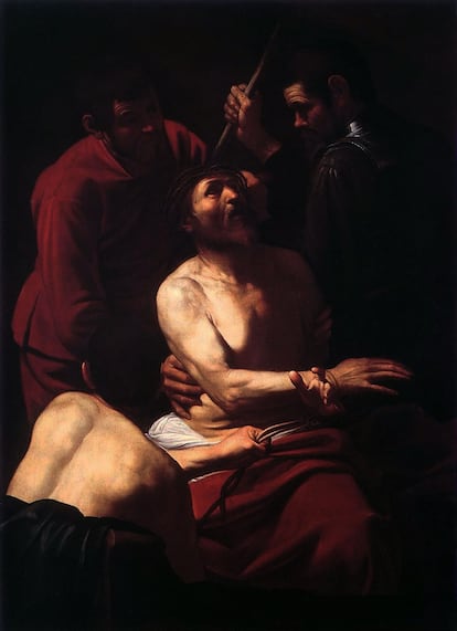 La 'Coronación de espinas' que se va a subastar atribuida a Caravaggio.