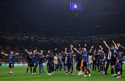 Los jugadores del Inter de Milán celebran el paso a la final de la Champion, tras derrotar al Barça.