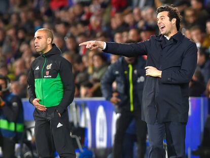 Santiago Solari, en el partido ante el Huesca. 