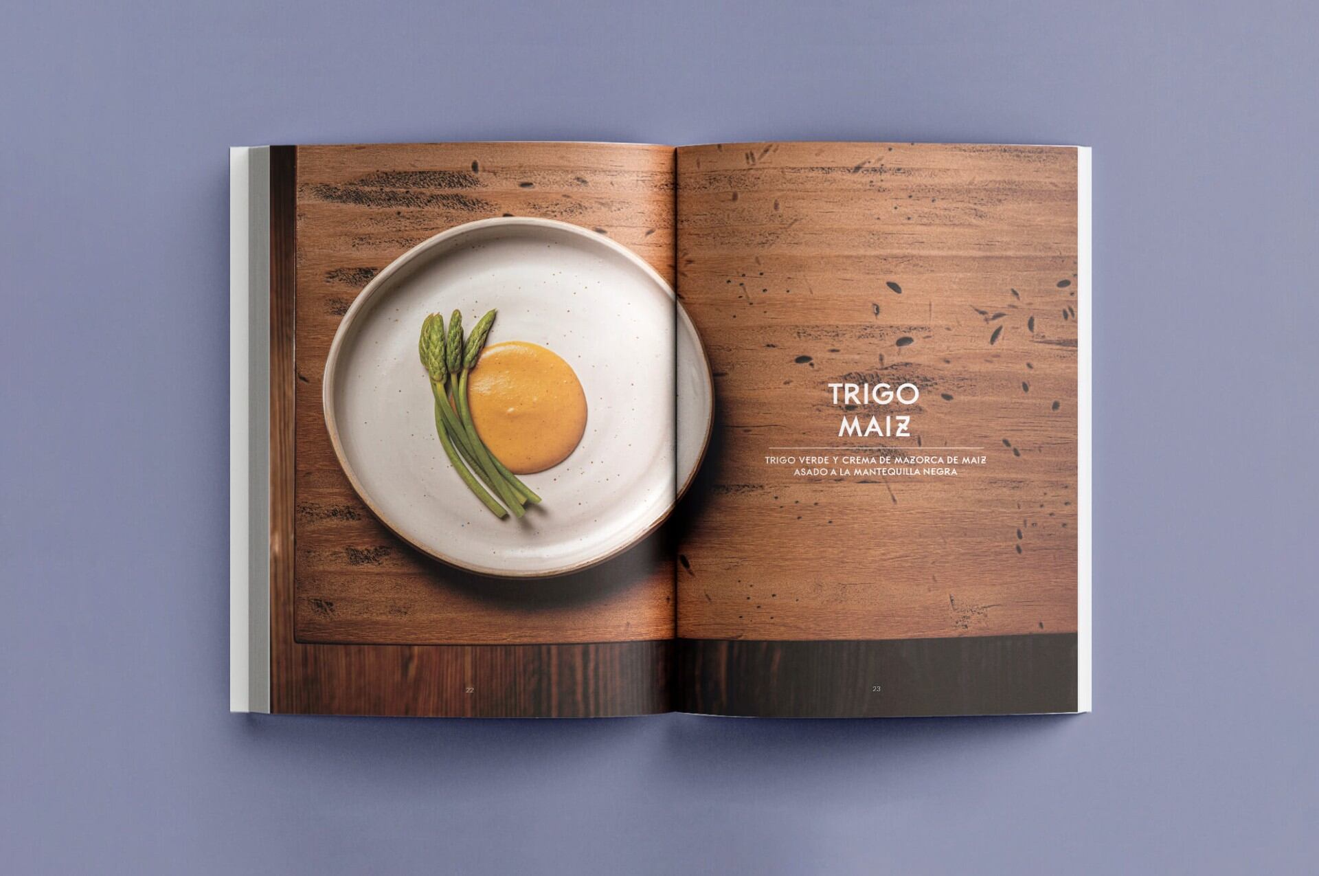 Páginas interiores de 'Bagá. El equilibrio del sabor', del chef Pedro Sánchez (Montagud Editores). El libro contiene 62 creaciones elaboradas con apenas tres ingredientes cada una.