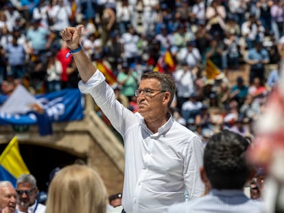 El presidente del PP, Alberto Núñez Feijóo, visita Valencia por segunda vez en diez días, en esta ocasión para protagonizar su acto más multitudinario en la Comunidad Valenciana, en la plaza de toros.