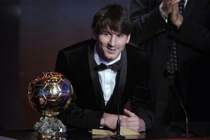 Leo Messi, tras proclamarse ganador del balón de Oro por segundo año consecutivo.