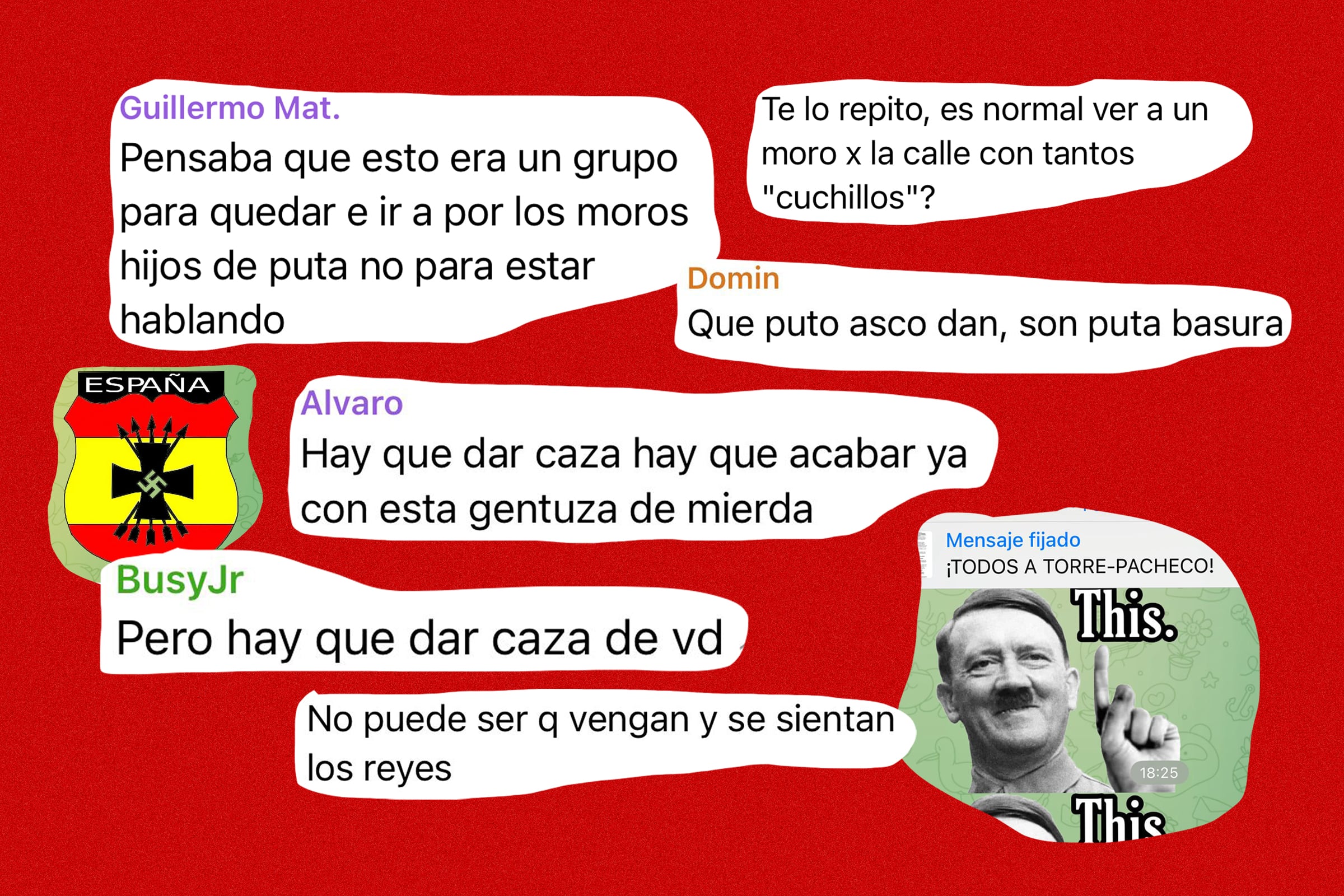 Collage a partir de mensajes reales en redes sociales.