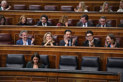 La dirección del grupo parlamentario del PP en el Congreso, este miércoles en un momento del debate presupuestario.